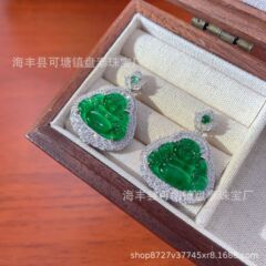 厂家批发 天然危料翡翠佛公吊坠 S925银镶嵌
