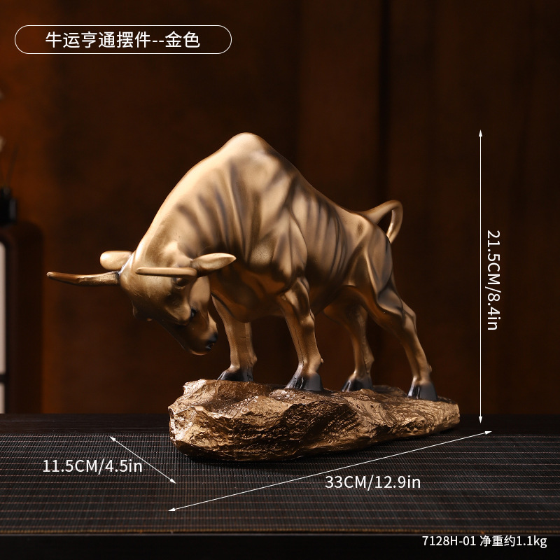 7128H-01 Ox luck and prosperity ornament--gold