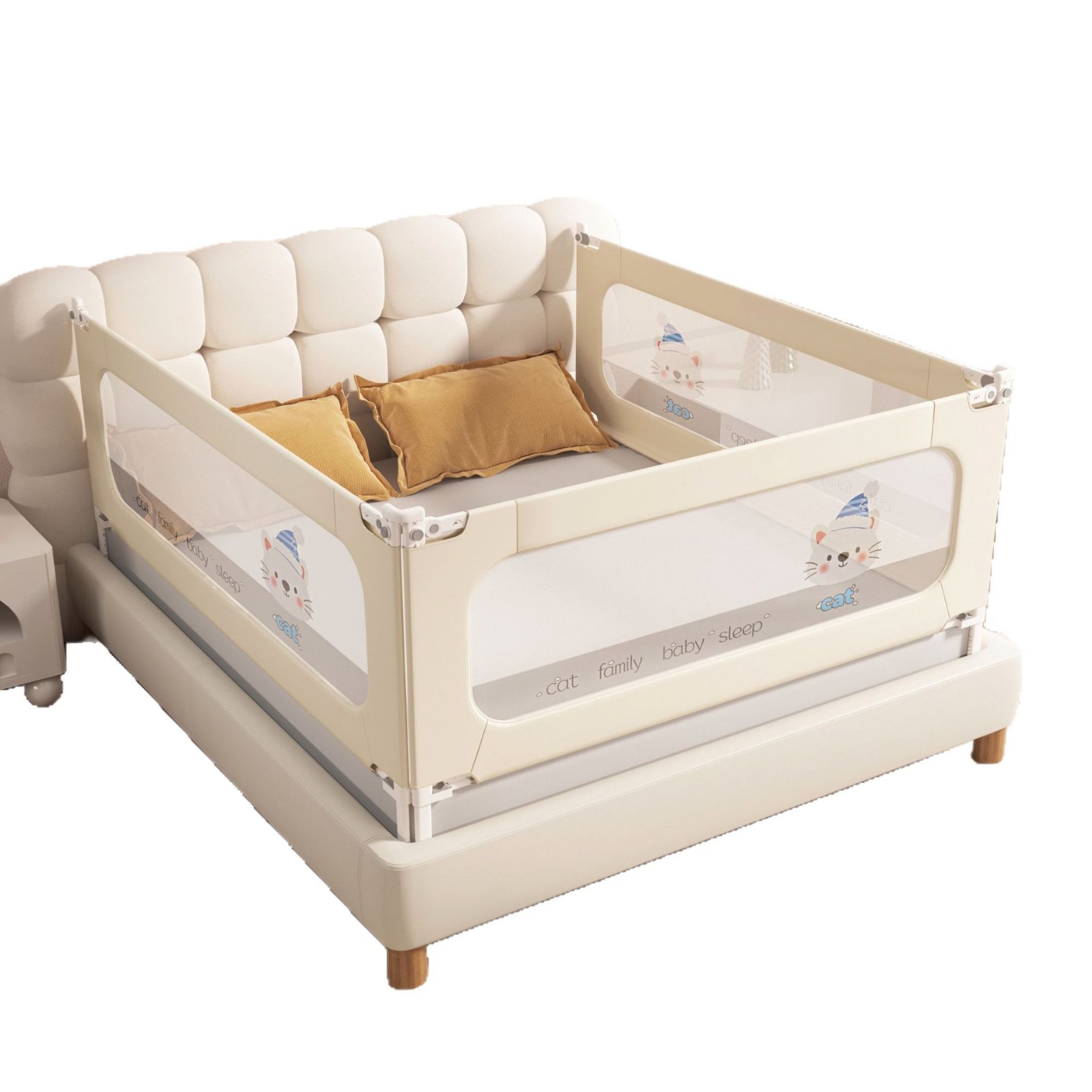 Base triangular en forma de U cerca de cama infantil bebé antiaída cerca de cama cerca de cama cerca