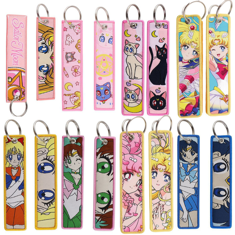 Cartoon Anime Beautiful Girl Woven Badge Keychain Lanyard Campus Access Control Office Id Badge Accessory Woven Fabric Craft