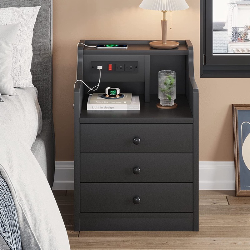 Gran capacidad simple creativo dormitorio mesita de noche gabinete hogar recargable cabecera gabinete de almacenamiento sala de estar sofá lado gabinete