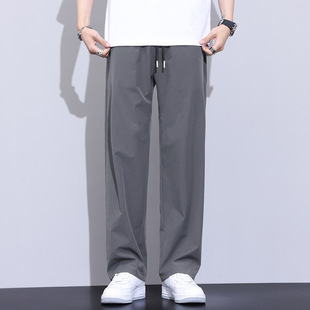 5813# Summer Men's Pants Casual Pants Vertical Straight Wide Leg Pants Loose Sweatpants Black Sports Pants