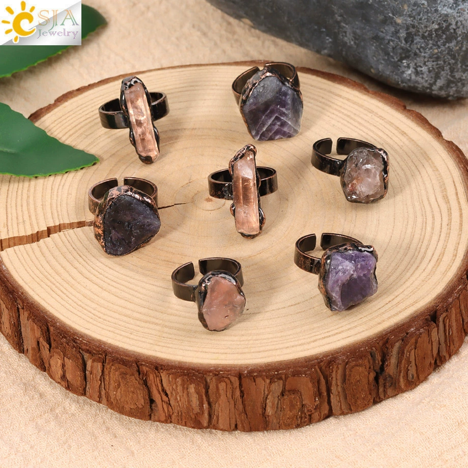 (Cross-border trading), retro organic crystal, natural ore, adjustable ring with stone