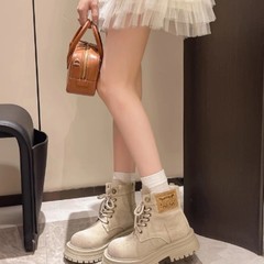 厚底马丁靴女鞋2025春秋新款防滑大黄靴女英伦增高户外工装短靴子
