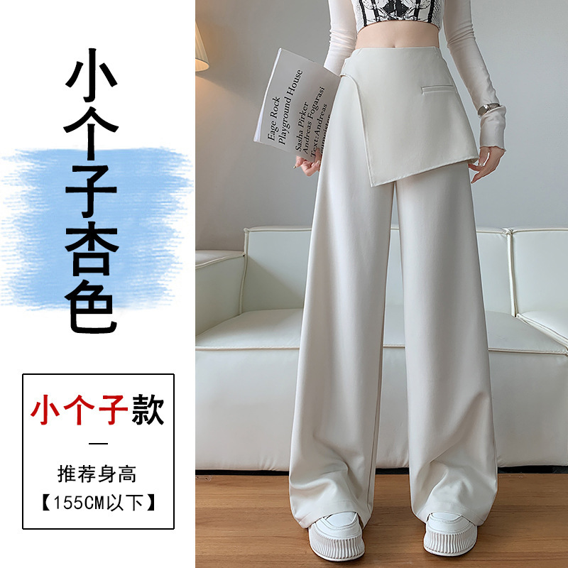 假两件设计感西装阔腿裤女秋季新款屁帘高腰遮胯显瘦休闲直筒裤子|undefined