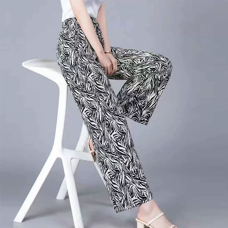 Silk thin trousers, oversize, loose straight fit