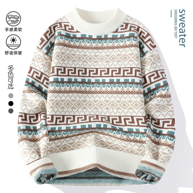 2024 Новый Taobao 6635532024 Качество осень-зима мужской модный вязаный свитер с круглым вырезом тренд 24 волны