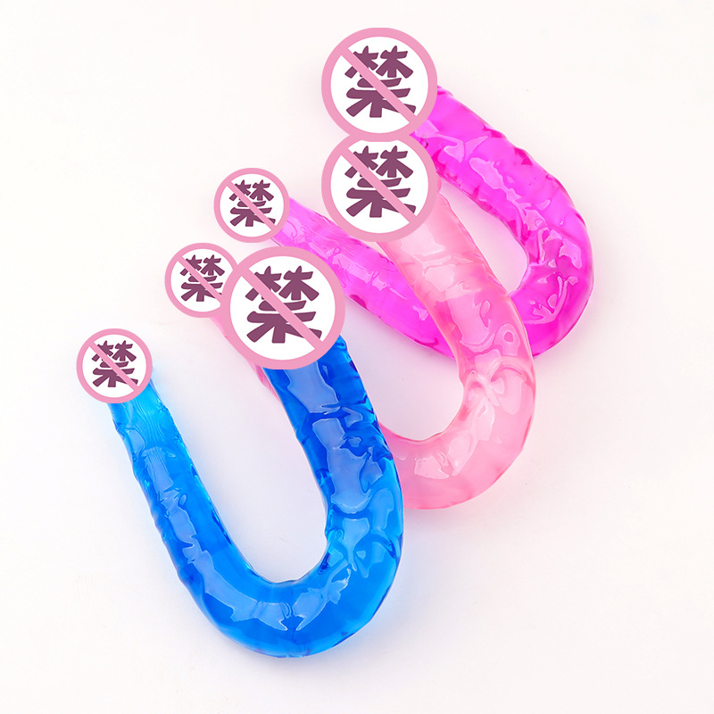 V-Shaped Double-Headed Dragon Dildo, Realistic TPE Dual-Head Toy, Flesh Tone — detail image 3