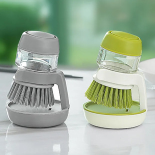 Pot Brush, Decontamination and Descaling Cleaning Brush, Kitchen Push-Type Degreasing Pot Brush, Automatic Liquid-Adding Dishwashing Brush