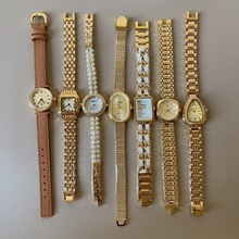 小众中古风vintage手表女款小众轻奢复古精致高级感金色钢带腕表