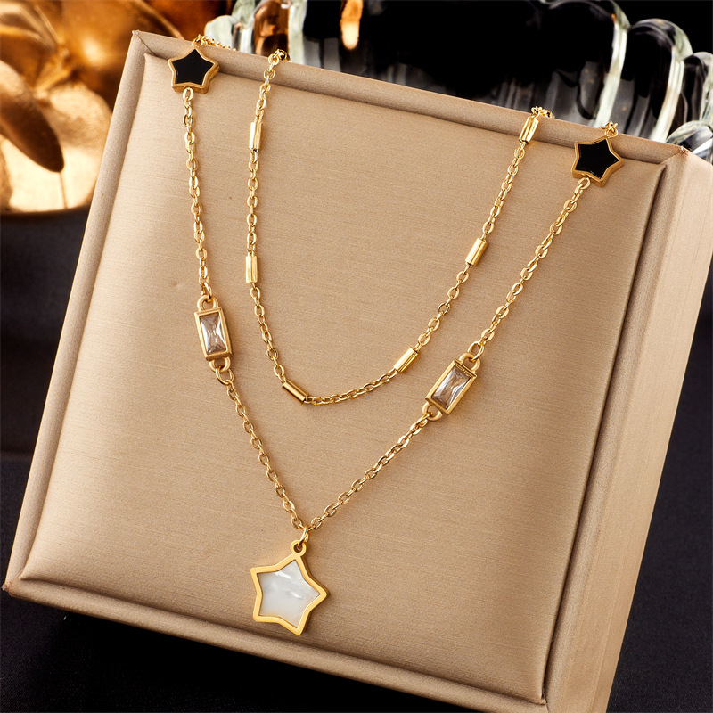 Titanium Steel Chain Material Wholesale Jewelry Lady Star Heart Shape Butterfly Titanium Steel Irregular Plating Necklace