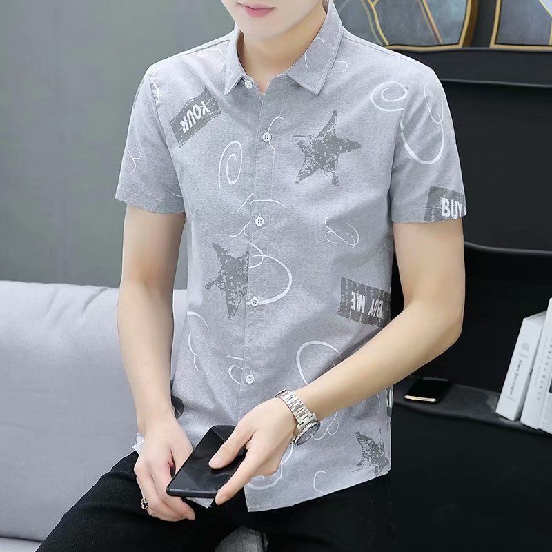 Summer Men's Short-sleeved Shirt Korean Style Slim-fit Fashionable Handsome Men's Shirt Striped Casual Business Mid-sleeved Shirt