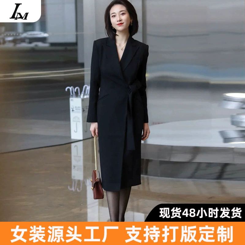Женский деловой костюм, с длинными рукавами, приталенный, элегантный, подходит для работы, Гуанчжоу Тринадцать рядов, осень-зима 2024, профессиональная одежда, простой стиль.