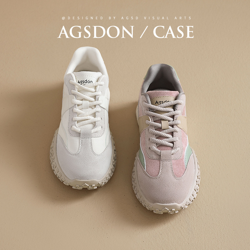 Zapatos antiguo León Deng Aegam mujeres 2026 nuevo estilo de primavera retro casual entrenamiento alemán zapatos blancos con suela gruesa y zapatillas deportivas de lana