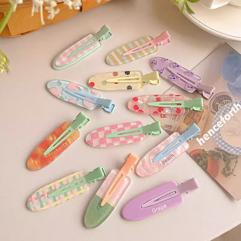 Pinza para el cabello sin costuras de color dulce y linda, clip para flequillo lateral femenino, clip para boca de pato de cabello roto en la frente, tocado de horquilla para niños