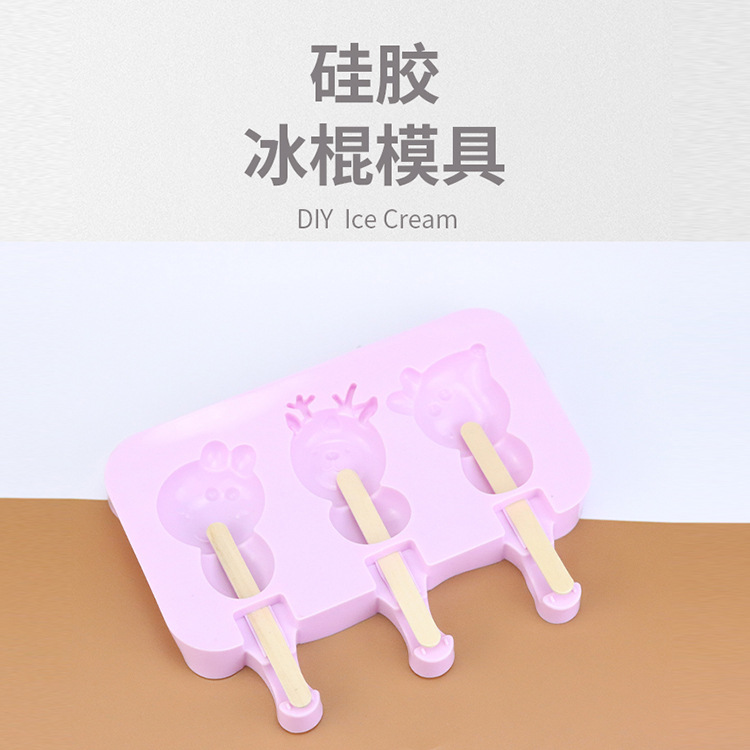 silica gel Ice cream Popsicles summer Cartoon ice cream DIY Ice cream mold Ice box household Ice Cube Lollipop mould