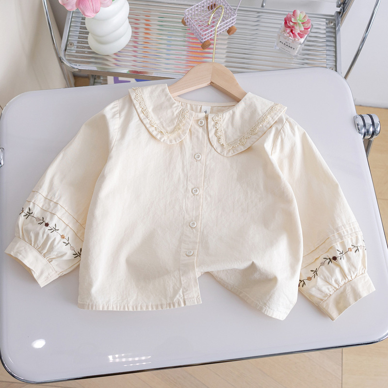 Girls' Shirt 25 New Spring and Autumn Clothes Children's Fashionable Shirt Little Girl's Broken Lace Long Sleeve Top Children's Clothing Girls' Shirt 25 New Spring and Autumn Clothes Children's Fashionable Shirt Little Girl's Broken Lace Long Sleeve Top Children's Clothing