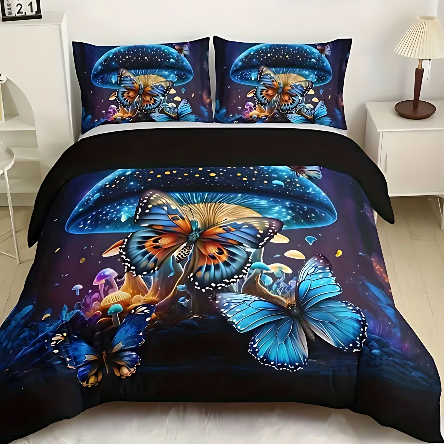 TEMU / JIT transfronterizos nuevos productos clásicos de moda mariposa flor 3D impresión digital fuente de set de colcha fabricantes