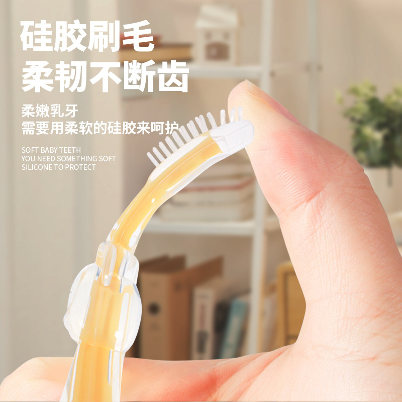 Wholesale Children's Silicone Mouthguard Toothbrush, Bear-shaped Toddler Training Cream Toothbrush, Soft Bristle Oral Care Training Toothbrush