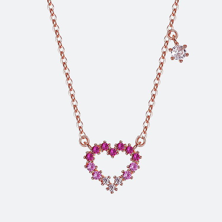 7g Weight Zircon Inlay Material Simple Style Heart Shape White Copper Inlay Zircon Pendant Necklace