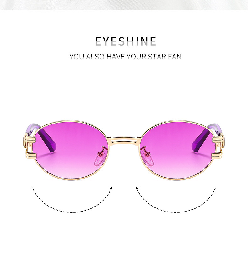 Retro Color Block Ac Round Frame Patchwork Full Frame Women's Sunglasses display picture 5