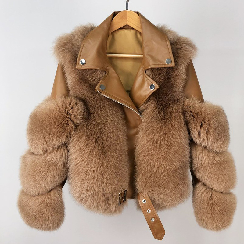2026 New Style Faux Fox Fur Coat for Women, Short Motorcycle Style, Popular Online Style, Slimming, Furry, Wholesale for Export