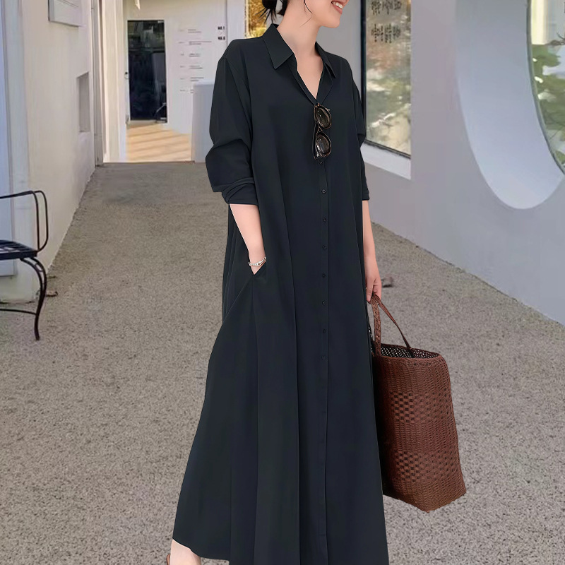 Lapel Long Shirt-Style Dress, New Spring 2025 Commuter Casual and Elegant Item