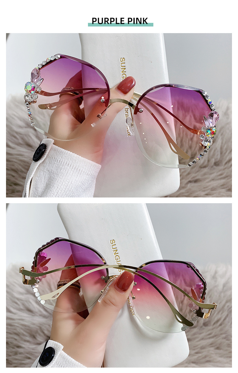 Elegant Geometric Ac Oval Frame Diamond Half Frame Women's Sunglasses display picture 9