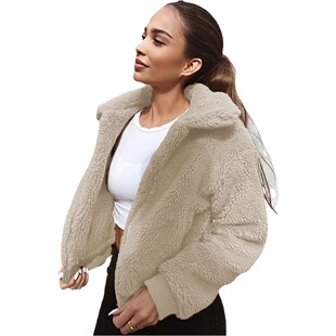 Amazon autumn women's outer wear cross-border Women's wholesale Europe and the United States warm velvet teddy women's woolen coat top