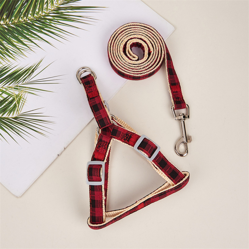 Mascota nuevo perro pecho y espalda caminando correa de perro mascota perro rayas a cuadros correa de pecho correa de perro correa de Mascota