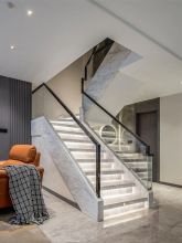 钢化玻璃楼梯扶手现代网红轻奢室内阳台栏杆超白别墅钢槽护栏