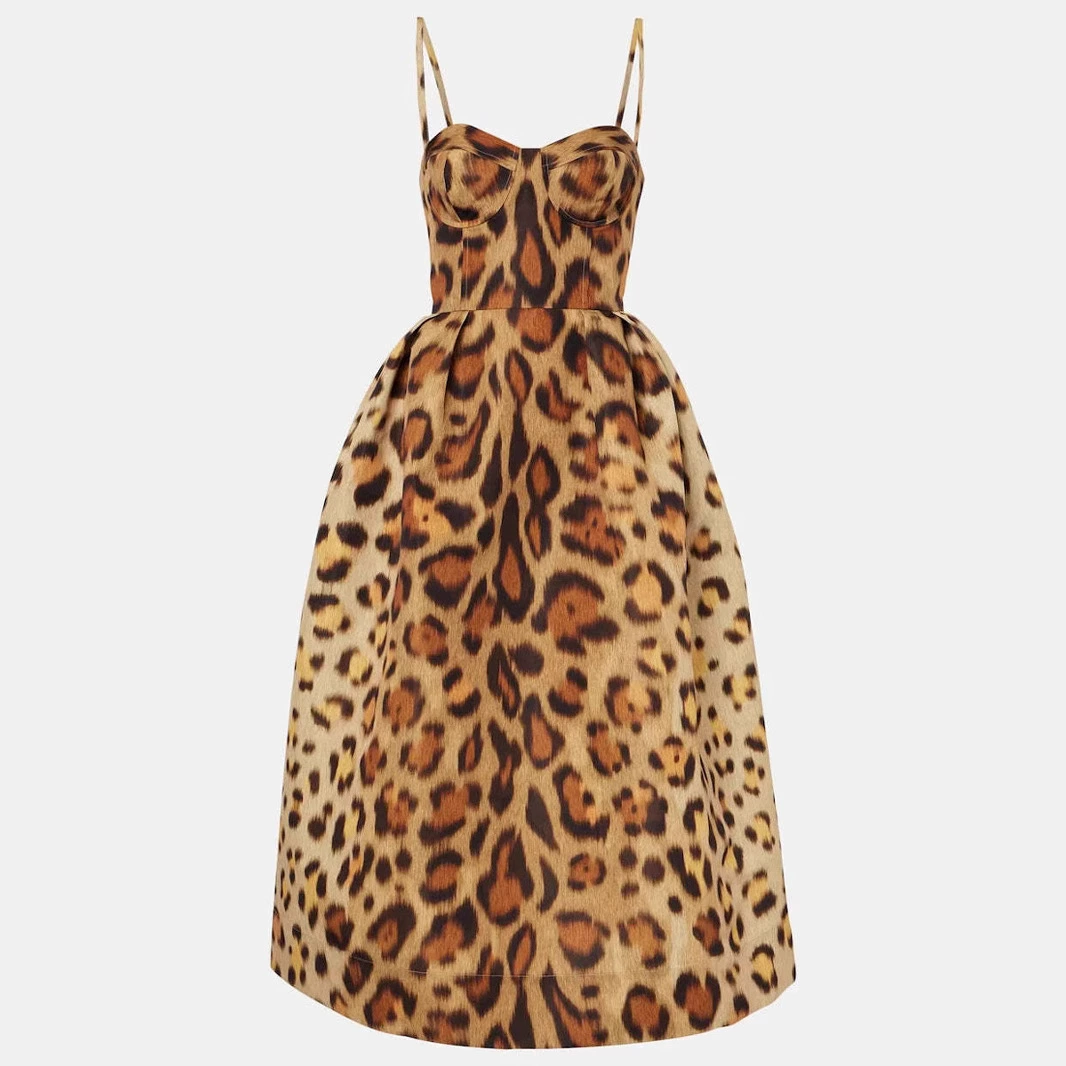 2024 Европейские и американские трансграничные наличные без рукавов с леопардовым принтом платье модное сексуальное платье