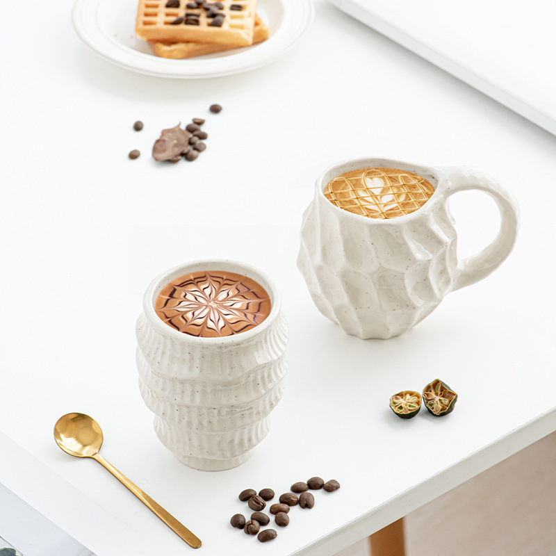 Vintage Artistic Japanese-Style Rustic Ceramic Coffee Cup Breakfast Cup and Saucer Set Home Living Supplies Support Dropshipping