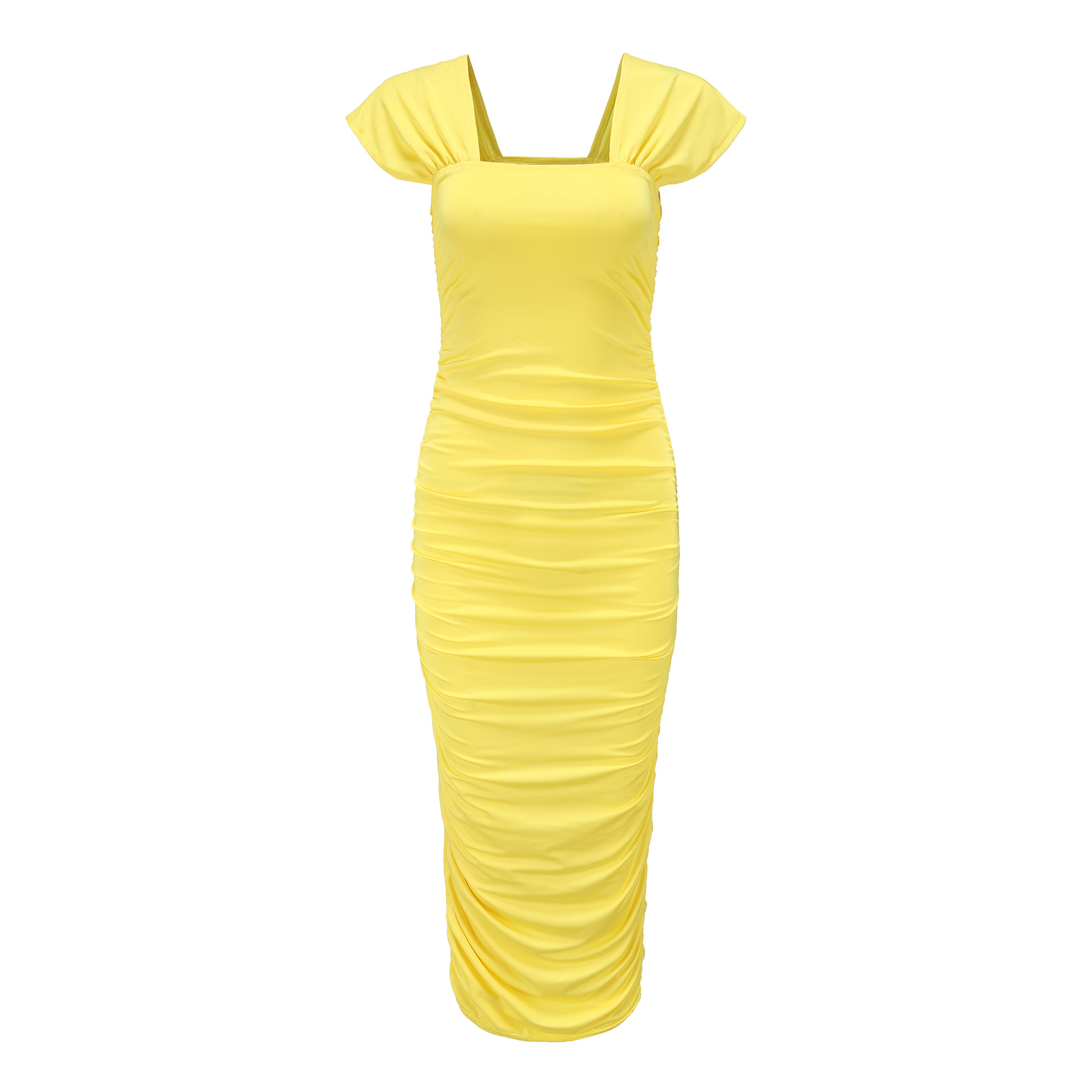Solid Color Double Shoulder Strap Sheath Dress NSXWL111220