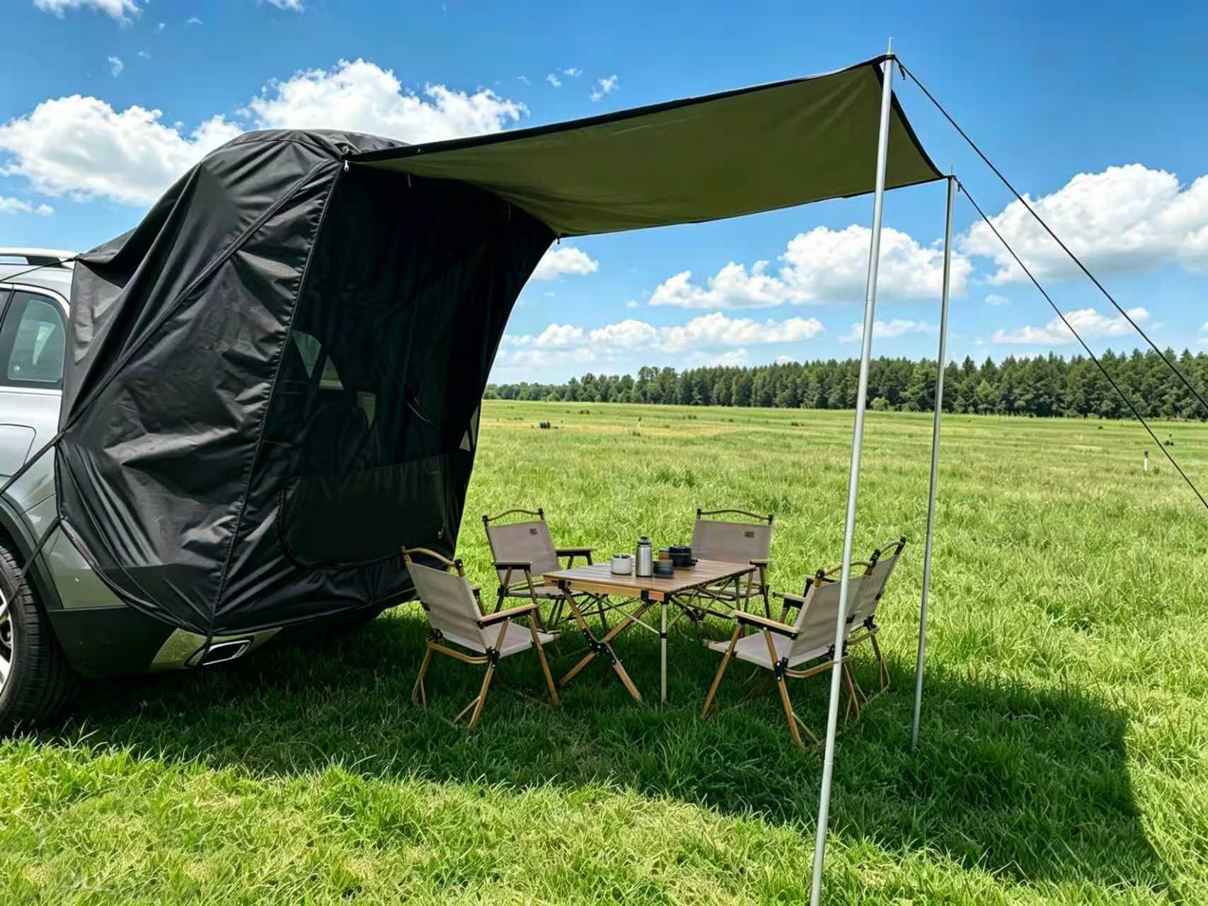 Outdoor Self-Driving Tour Barbecue Camping Car Travel Tent Sunshade Rainproof Trunk Car Rear Extension Tent
