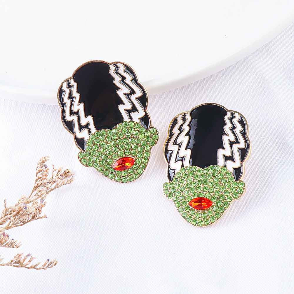 Boucles D&#39;oreilles Halloween Tête Verte De Bande Dessinée En Gros Bijoux Nihaojewelry display picture 5