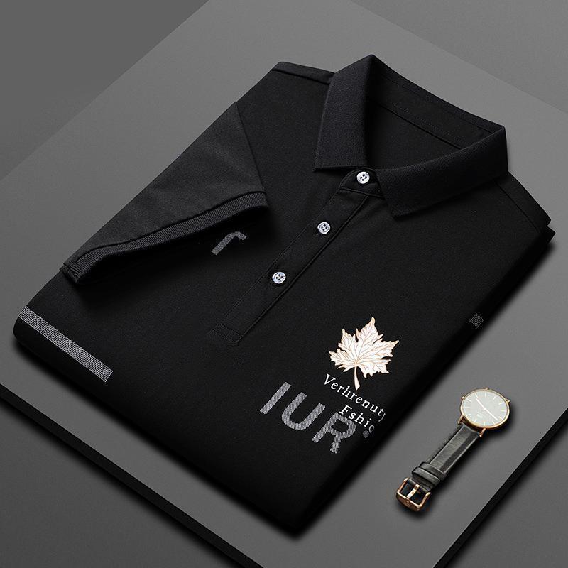 Camiseta de polo de impresión de algodón hombre de alta gama ligera de negocios impresión de arce Camiseta de verano nueva impresión de manga corta Camiseta de solapa