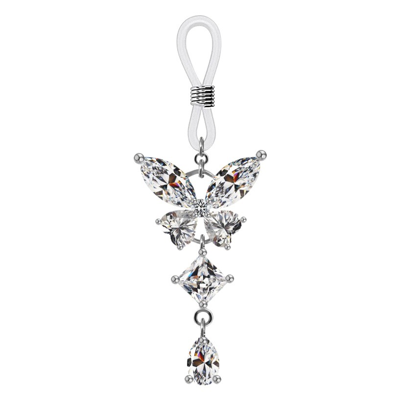 Anillo de pecho personalizado con diseño de mariposa, corona, conejo, circonita en forma de corazón y gota de agua, estilo europeo y americano, disponible en stock.