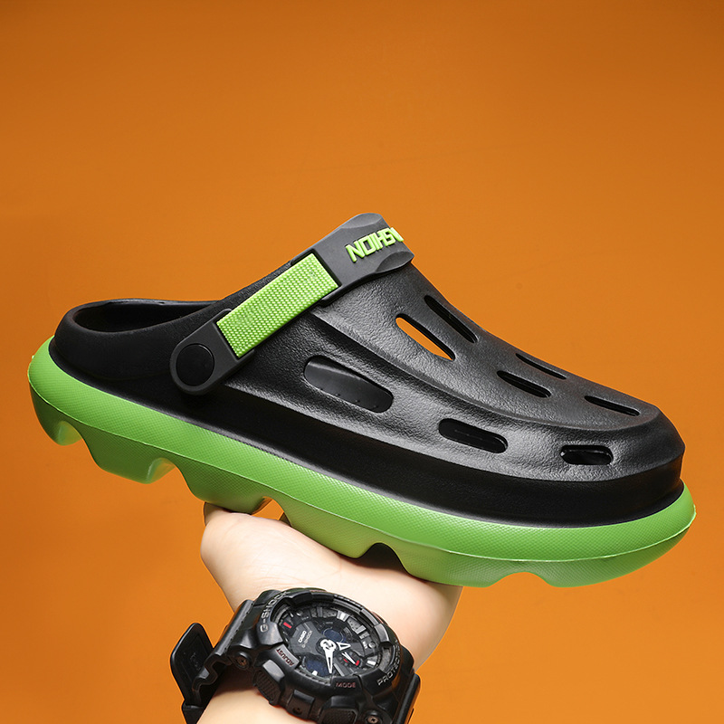 Sandalias de verano para hombre, resistente al desgaste, sentido de la caca, zapatos deportivos con agujeros de conducción, sandalias de playa antideslizantes de fondo grueso de dos desgaste