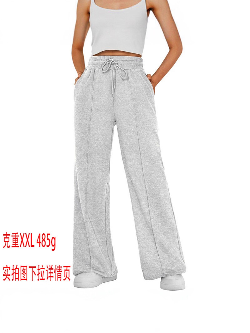 Pantalón Casual Ancho con Cordón de Poliéster Color Sólido para Uso Diario image 3