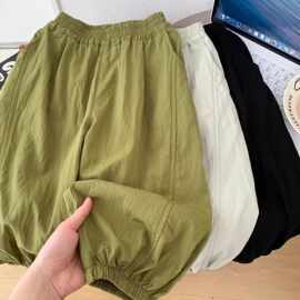 儿童裤子夏季薄款防蚊裤男女童柔软中小童宽松束脚裤防蚊裤男童