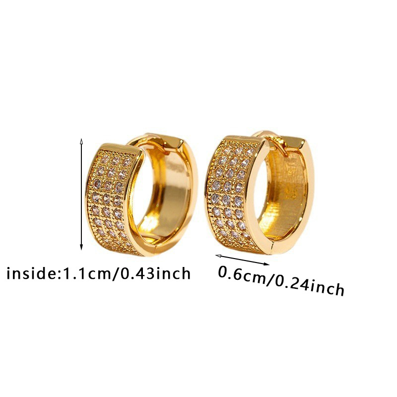 10g Weight 1 Pair Hip-Hop Streetwear Geometric Copper Zircon Earrings