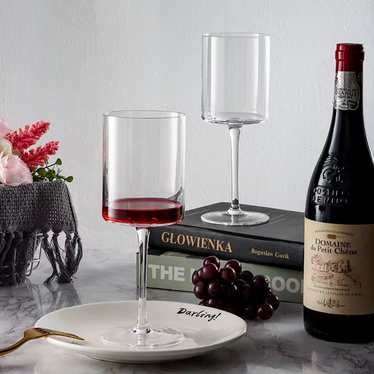 Square Crystal Wine Glass — Creative Stemware for Home, Transparent, Small & Large
