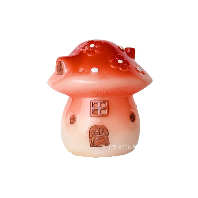 跨境新品圣诞可爱蘑菇屋LED小夜灯树脂工艺品创意跨境装饰摆件|undefined
