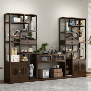 New Chinese-style Antique Rack High-end Decorations Ornaments Storage Shelf Tea Room Study Tea Tea Set Antique Display Cabinet