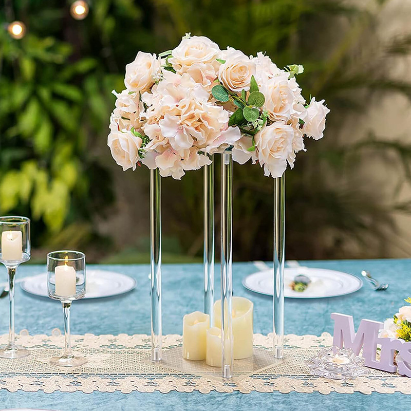 Transparent acrylic square flower stand, wedding decoration, event prop, tabletop candle holder, storage shelf