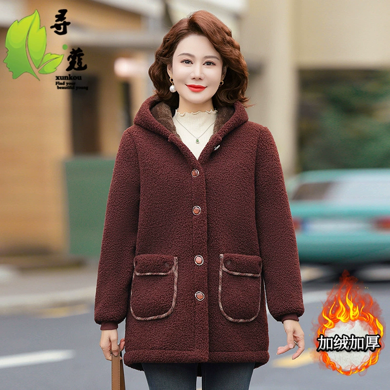 Мама среднего возраста зимняя одежда плюс бархат толстые гранулированные хлопчатобумажные куртки для женщин среднего возраста