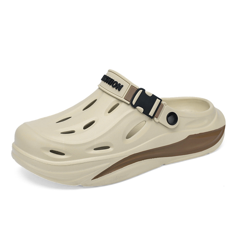 Zapatos con agujeros para hombres y mujeres nuevas medias pantuflas de verano transpirables y exteriores Baotou antideslizante pisando la mierda para conducir sandalias de alta gama