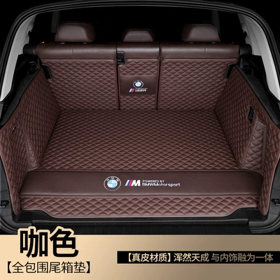 Trunk Mat – Suitable for Bmw 5 Series 530Li - genuine-leather-model-brown-coffee-thread-trunk-full-surround-other
