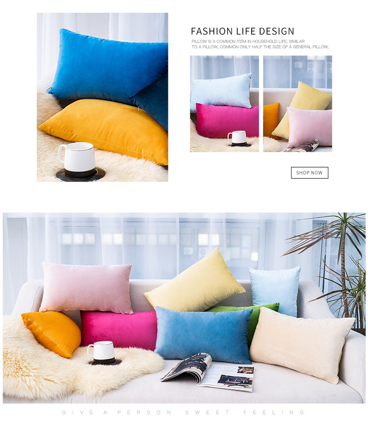 92g Weight Fashion Solid Color Velvet Pillow Cases